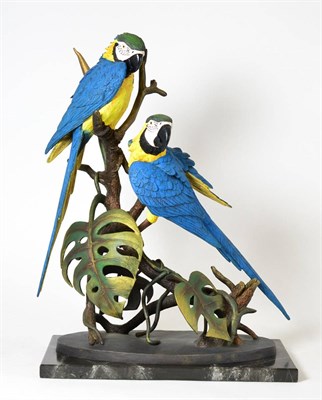 Lot 13 - Border Fine Arts 'Blue and Gold Macaws', model No. B0327 by Richard Roberts, limited edition...