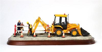 Lot 16 - Border Fine Arts 'Essential Repairs' (Workman with JCB back hoe), model No. B0652 by Ray Ayres,...
