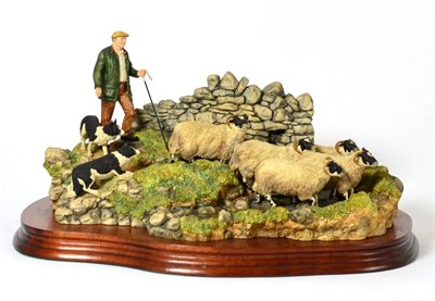 Lot 52 - Border Fine Arts 'The Crossing' (Shepherd, Sheep and Collie), model No. B0013 by Ray Ayres, limited