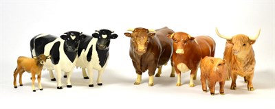 Lot 77 - Beswick Cattle Comprising: Limousin Bull, model No. 2463B with BCC backstamp, Guernsey Bull,...