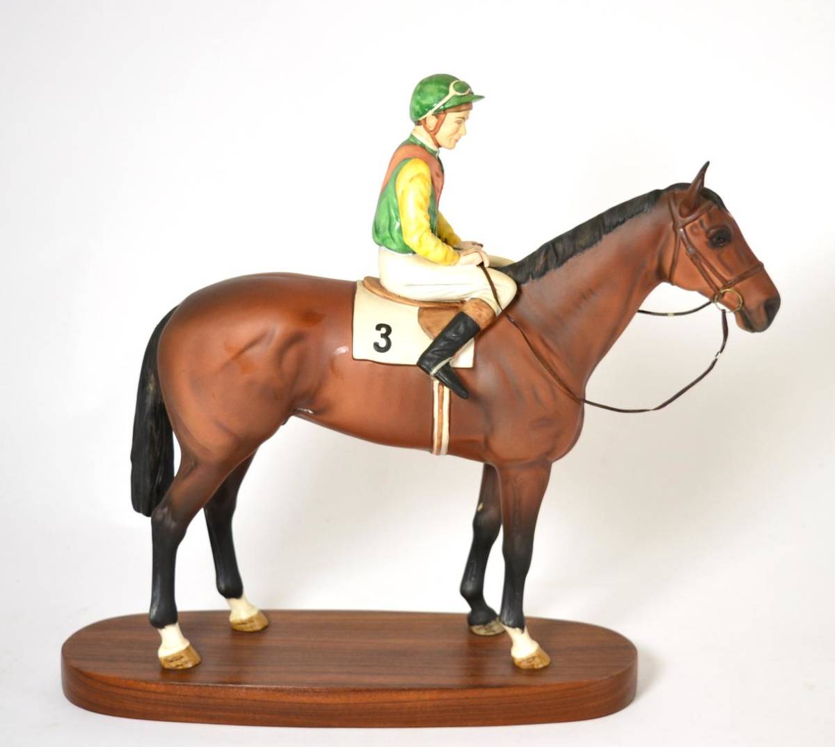 Lot 80 - Beswick Connoisseur Horse 'Nijinsky - Lester Piggott Up', model No. 2352, matt, on wood plinth