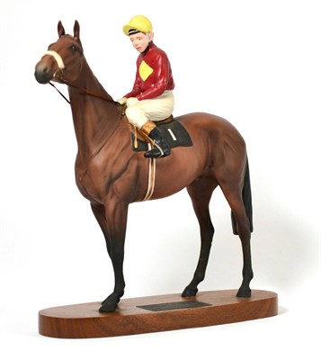 Lot 81 - Beswick Connoisseur Horse 'Red Rum - Brian Fletcher Up', model No. 2511, matt, on wood plinth