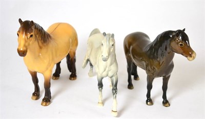 Lot 89 - Beswick Horses Comprising: Highland Pony 'Mackionneach', model No. 1644, dun gloss, Exmoor Pony...