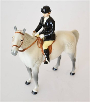 Lot 94 - Beswick Huntswoman (Rider and Horse Stood Still), model No. 1730, grey gloss