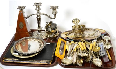 Lot 111 - Metronome and a quantity of plated wares
