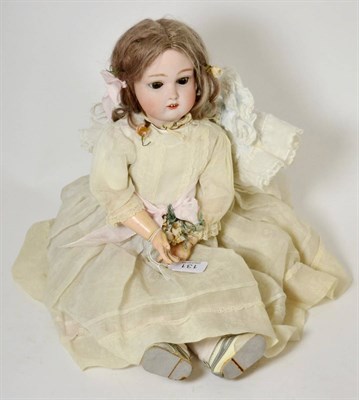 Lot 131 - Wagner & Zetzsche 10586 bisque socket head character doll, with sleeping brown eyes, open...