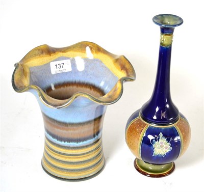 Lot 137 - A Royal Doulton Lambethware vase and a Denby Hare's fur glazed vase