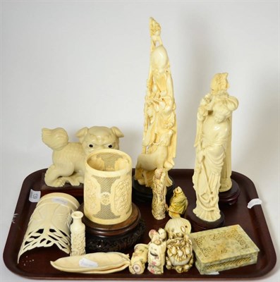 Lot 139 - A group of ivory including African, Chinese etc circa 1910/20, together with a group of resin...