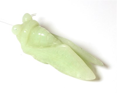 Lot 179 - A green hardstone carving of a locust