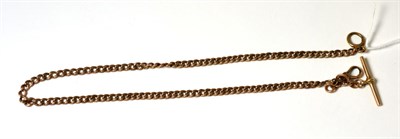 Lot 180 - A 9ct gold watch chain with ";T"; bar
