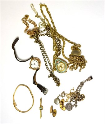 Lot 186 - A quantity of assorted gold jewellery, watches etc