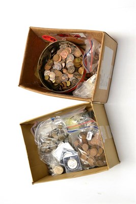 Lot 247 - A large quantity of pre-decimal bronze and cupronickel, commemorative crowns, and foreign coins...