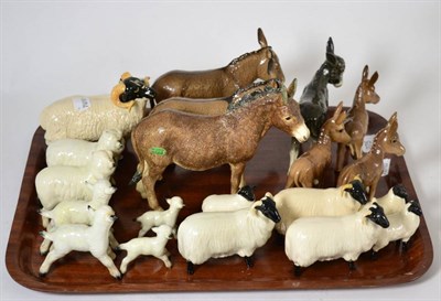 Lot 275 - A collection of Beswick Sheep and Donkeys including Boreray Sheep, model No. 4124
