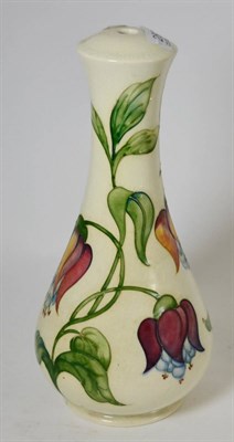 Lot 283 - A Walter Moorcroft Fuchsia pattern lamp, on a white ground, impressed factory marks and printed...