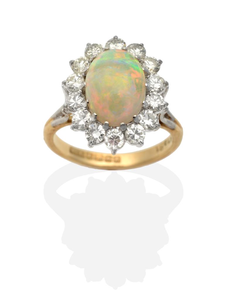 A fine Opal and Diamond cluster ring main image 1