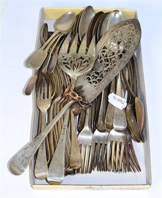 Lot 591 - A part harlequin Victorian silver service comprising twelve dinner forks, eighteen salad forks,...