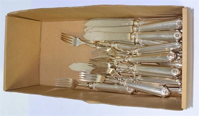 Lot 592 - A set of silver fish knives and forks