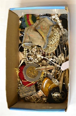 Lot 596 - Sterling silver buckle bangle, circa 1920's coloured mesh evening bag, Victorian reticule with gilt