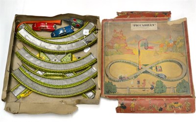 Lot 601 - Einfalt (?) Made In Germany Piccadilly Track Set with two c/w Tatra cars, figure of eight track and