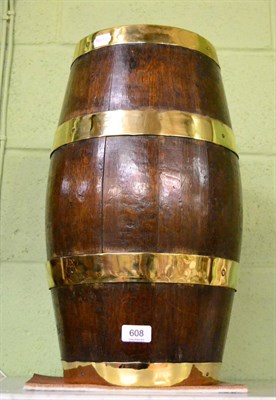 Lot 608 - A coppered oak barrel