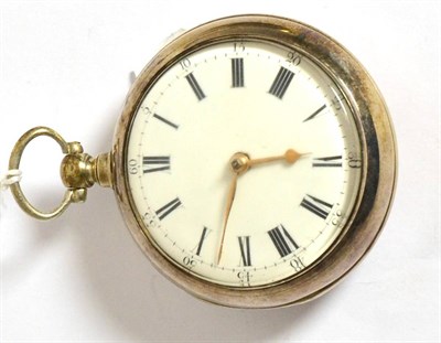 Lot 643 - A silver pair cased verge pocket watch