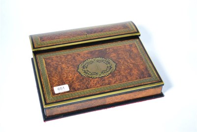 Lot 651 - A 19th century amboyna lap desk with label engraved TAHAN Boult. des Italiens. 11