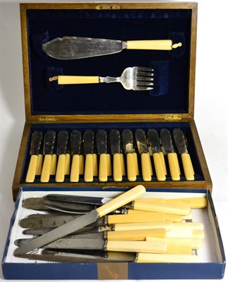 Lot 658 - A set of plated fish knives and forks and other cutlery