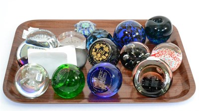 Lot 7 - Thirty-one assorted glass paperweights (on two trays)