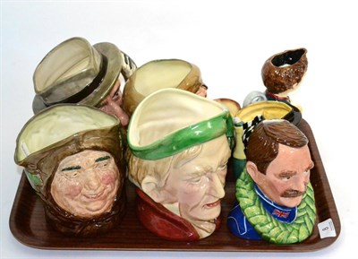 Lot 8 - Eight character jugs, including Kevin Francis Nigel Mansell phototype