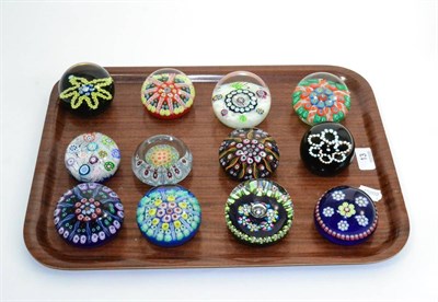 Lot 13 - Twelve assorted Millefiori paperweights including Perthshire and Caithness