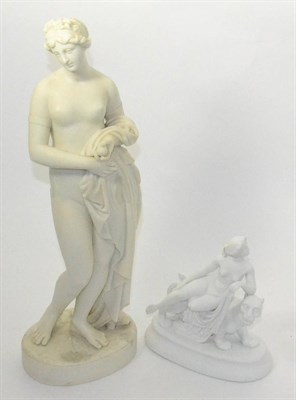 Lot 15 - A 19th century Parian figure of a classical maiden and a smaller figure Ariadne and the Panther