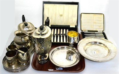Lot 20 - A quantity of silver and plate including a goblet to commemorate the Queens silver jubilee,...