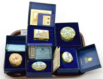 Lot 27 - Five boxed Halcyon Days enamels, including The William Morris box