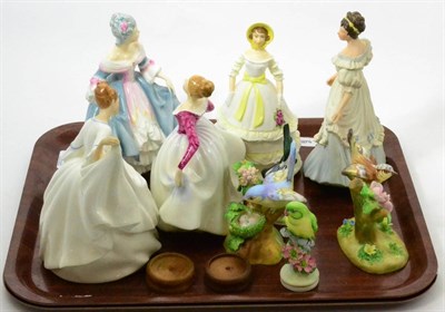 Lot 28 - Three Royal Doulton porcelain ladies: Southern Belle, Pamela and Lisa together with two others...