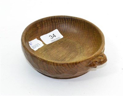 Lot 34 - Robert ";Mouseman"; Thompson of Kilburn oak nut bowl with carved mouse signature