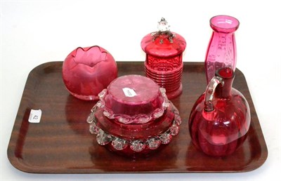 Lot 42 - A collection of Victorian cranberry glass (5)