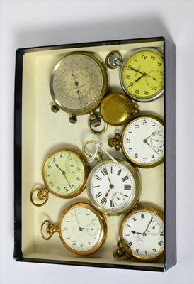 Lot 64 - Four gold plated pocket watches, military pocket watch signed Jaeger le Coultre, plated pocket...