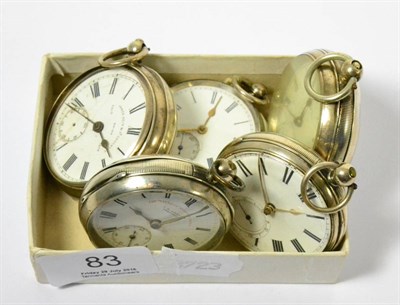 Lot 83 - Five various silver pocket watches