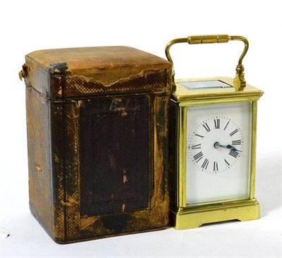 Lot 114 - A brass striking carriage clock, in fitted case