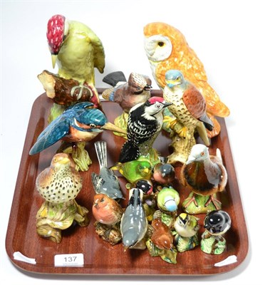 Lot 137 - A group of eighteen Beswick pottery bird models including Barn Owl, Green Woodpecker,...