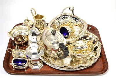 Lot 141 - A collection of assorted silver comprising a pair of Georgian style cauldron salts, a George II...