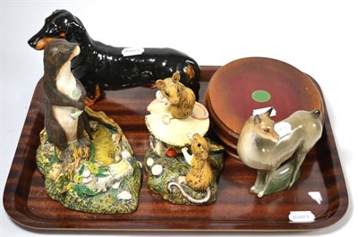 Lot 145 - A Royal Doulton otter and woodmice from the Wildlife collection together with llama HN2065 and...