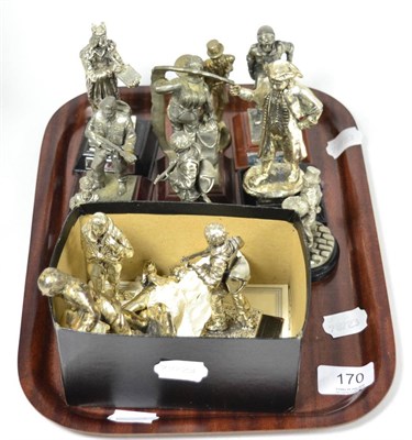 Lot 170 - A group of thirteen white metal figures of kings, soldiers and gentlemen
