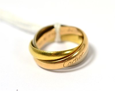 Lot 184 - A Cartier 18ct gold tricolour Russian wedding ring stamped '750'