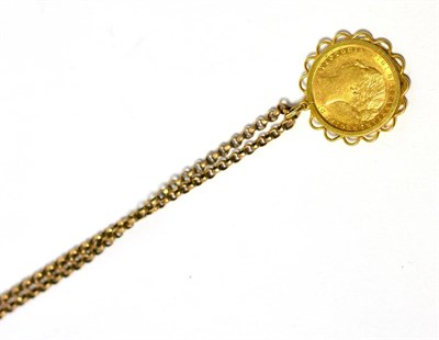 Lot 189 - A Victoria young head full sovereign 1886, mounted as a pendant on a chain stamped 9ct