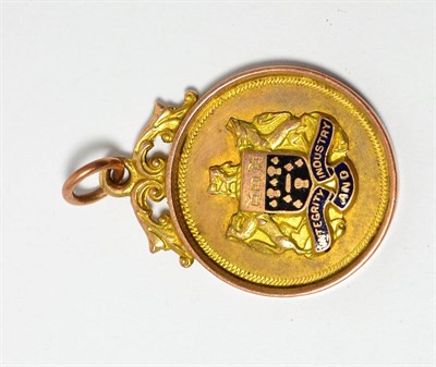 Lot 195 - A 9ct gold enamelled medal