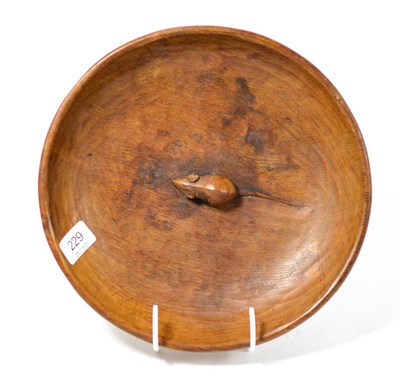 Lot 229 - A Robert ";Mouseman"; Thompson oak circular fruit bowl, with carved mouse signature to the...