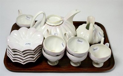 Lot 257 - A Rising Hawk tea service by Philip Cook, comprising six teacups, six saucers, teapot and milk jug