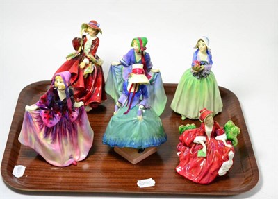 Lot 261 - Six Doulton ladies, 'Dorcas' HN1491, 'Sweet Anne' HN1318, 'Lydia' HN1908, 'Top O The Hill'...