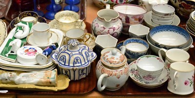 Lot 272 - Four trays of 18th/19th century English porcelain including Spode, Newhall, etc, together with...